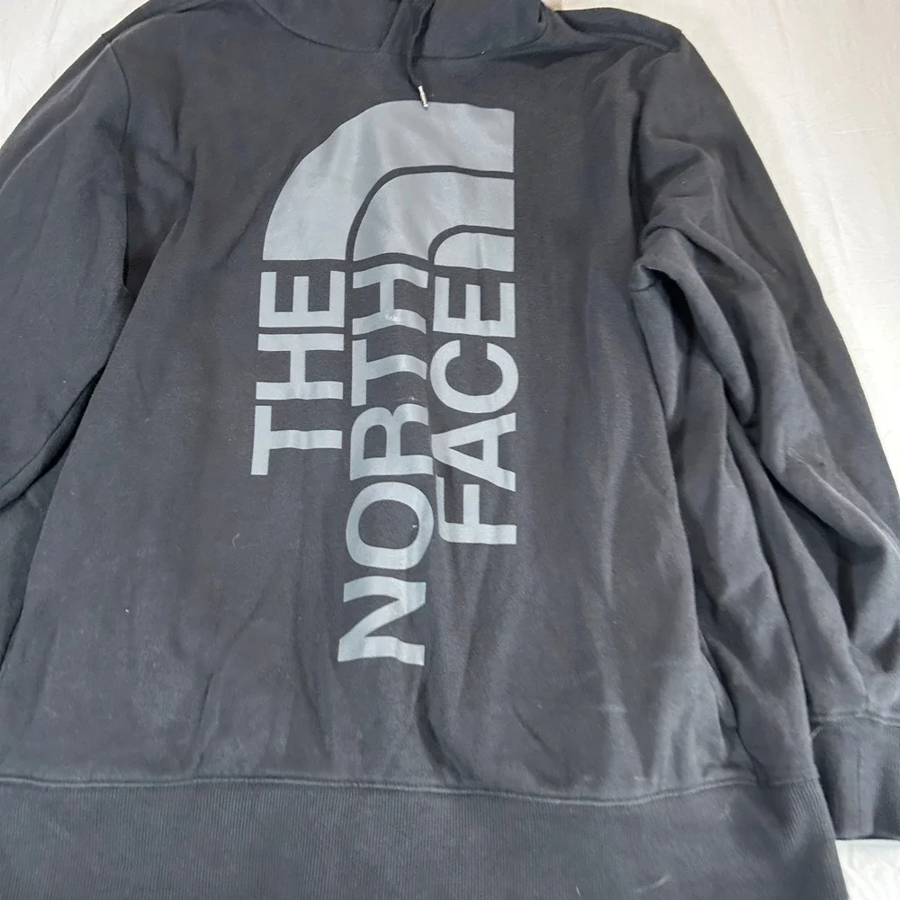 The North Face Mens XXL Black Vertical Graphic Logo Pullover Hoodie Sweatshirt